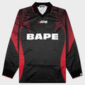 Ape Flame Monogram Jacquard Logo Relaxed Fit Football Jersey - Black