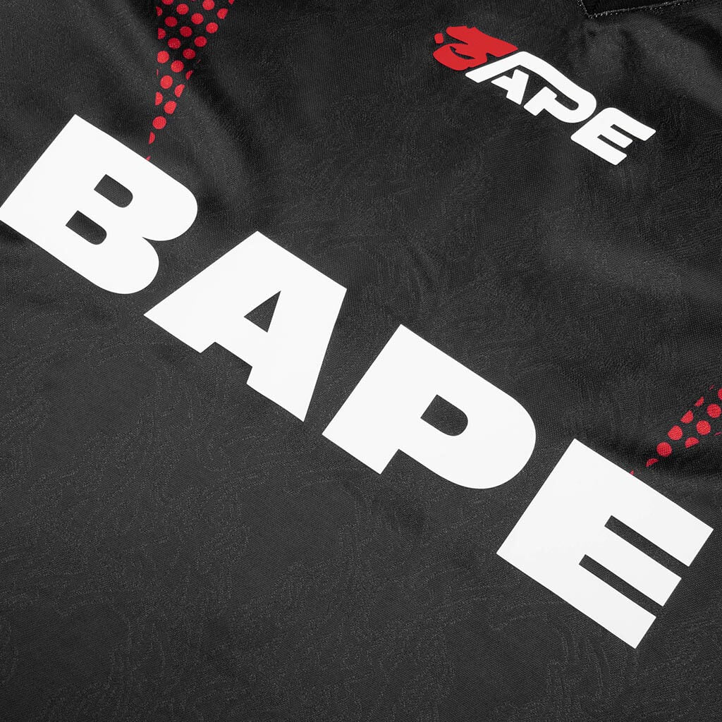 Ape Flame Monogram Jacquard Logo Relaxed Fit Football Jersey - Black