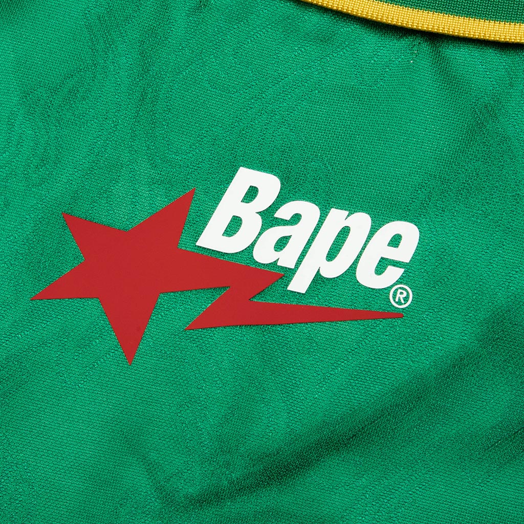 Ape Flame Monogram Jacquard Logo Relaxed Fit Football Jersey - Green
