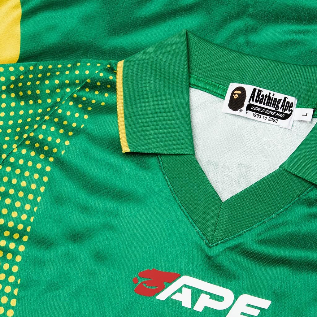 Ape Flame Monogram Jacquard Logo Relaxed Fit Football Jersey - Green