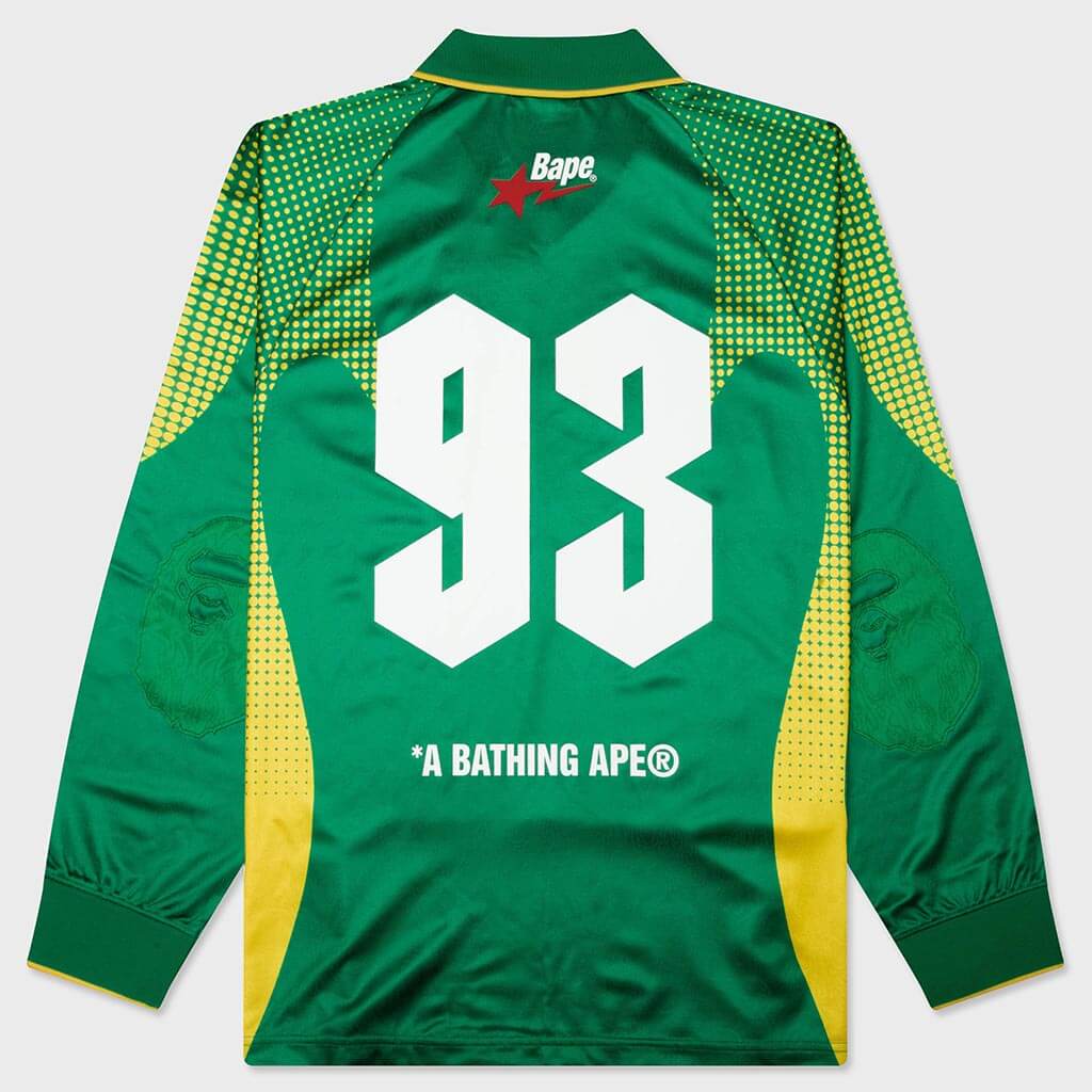 Ape Flame Monogram Jacquard Logo Relaxed Fit Football Jersey - Green