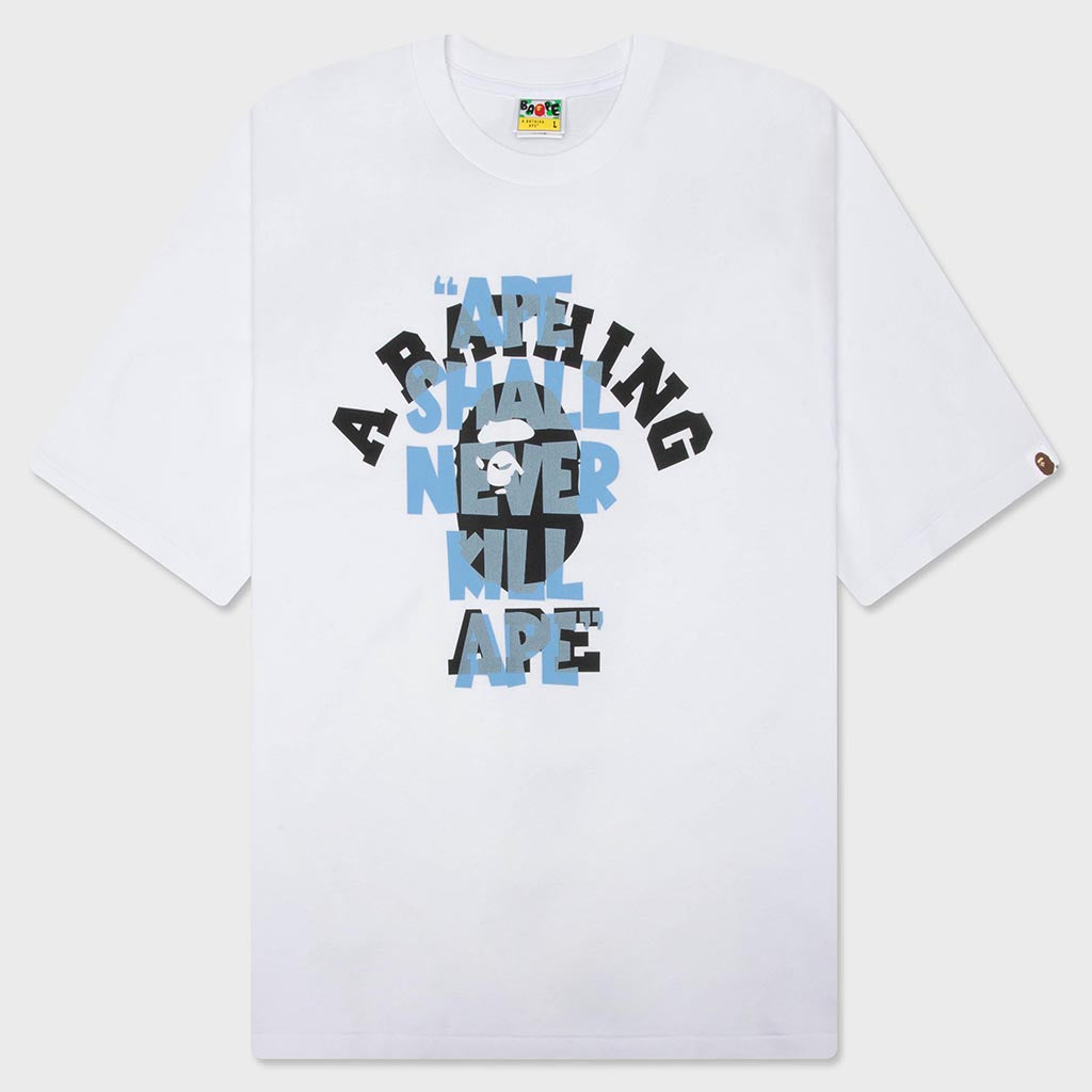 Ape Shall Never Kill Ape College Relaxed Fit Tee - White