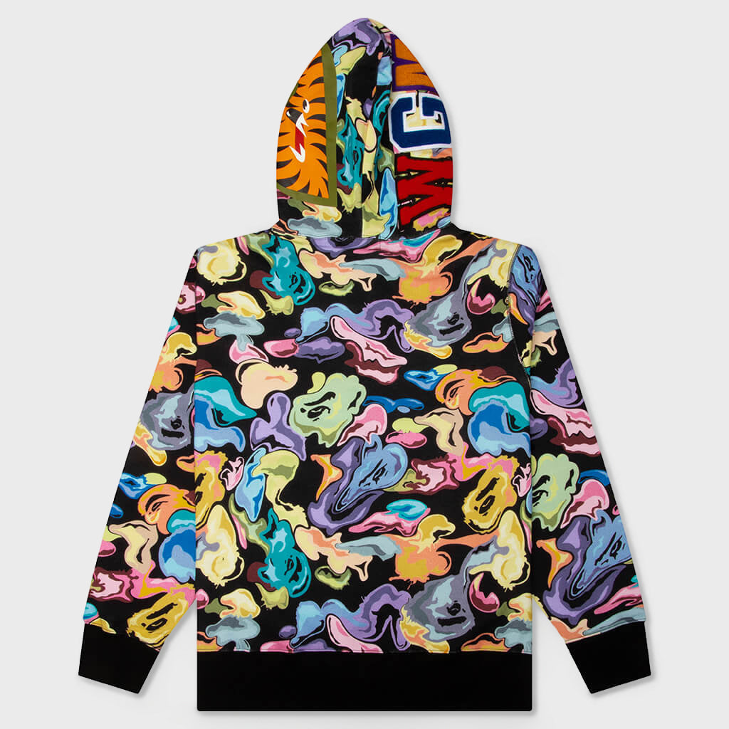 Art Camo Shark Full Zip Hoodie - Black