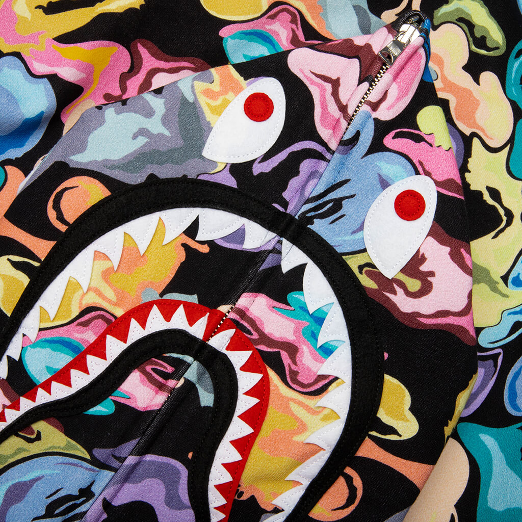 Art Camo Shark Full Zip Hoodie - Black