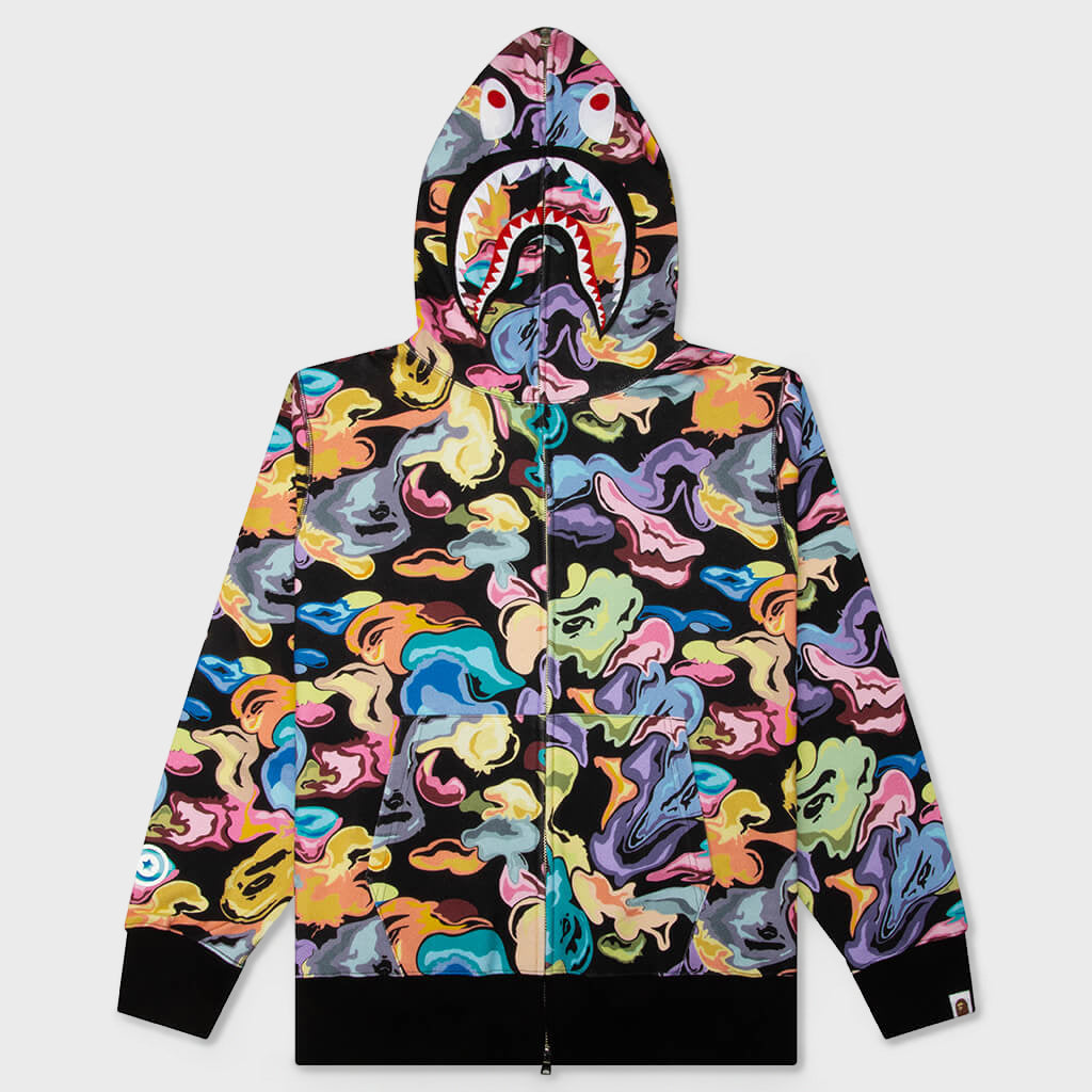 Art Camo Shark Full Zip Hoodie - Black