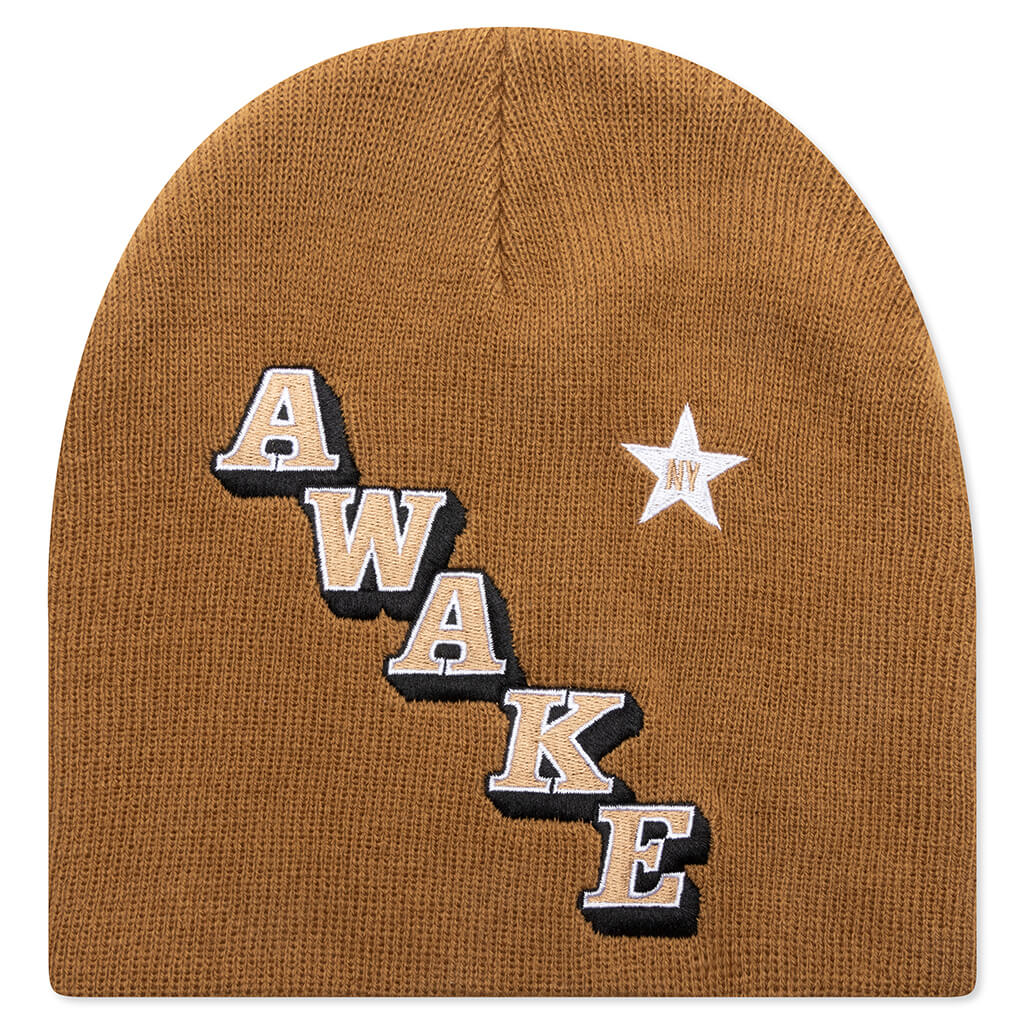 Awake Stacked Logo Beanie - Khaki