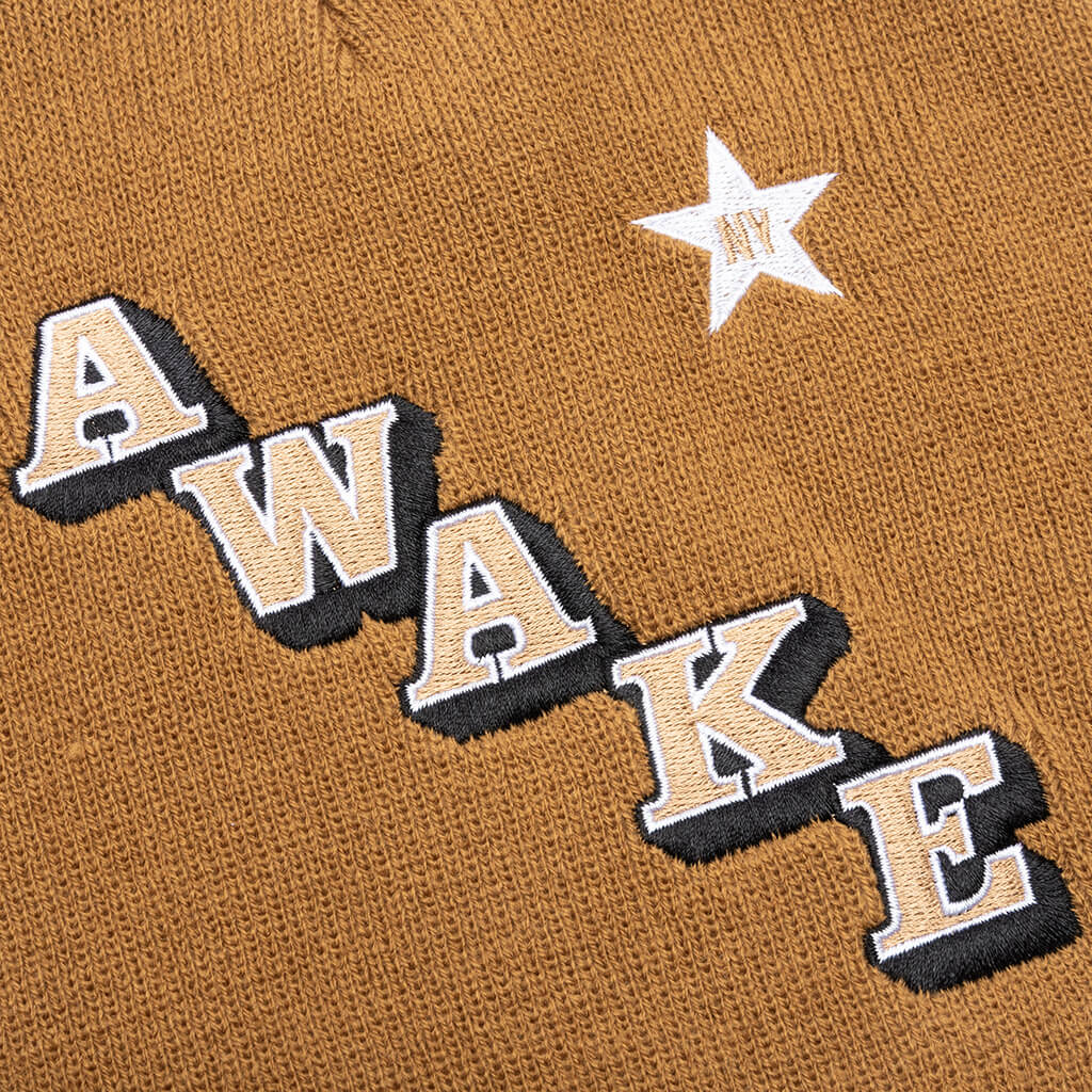 Awake Stacked Logo Beanie - Khaki