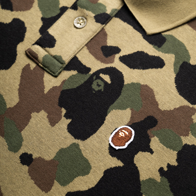 A Bathing Ape 1st Camo Jacquard Relax Fit Polo Shirt - Green