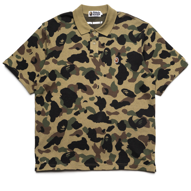 A Bathing Ape 1st Camo Jacquard Relax Fit Polo Shirt - Green
