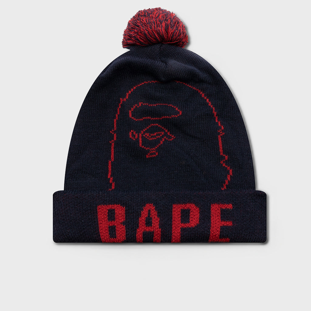 Prom-Pom Knit Beanie - Navy