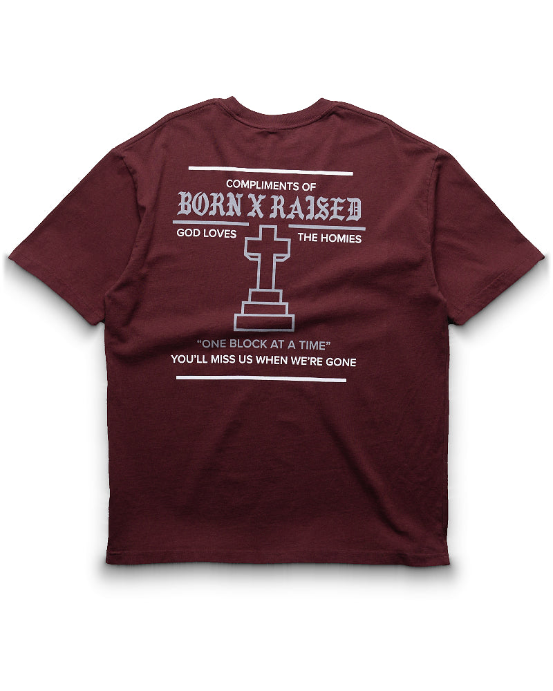 Born x Raised Compliments Of BXR Tee - Burgundy