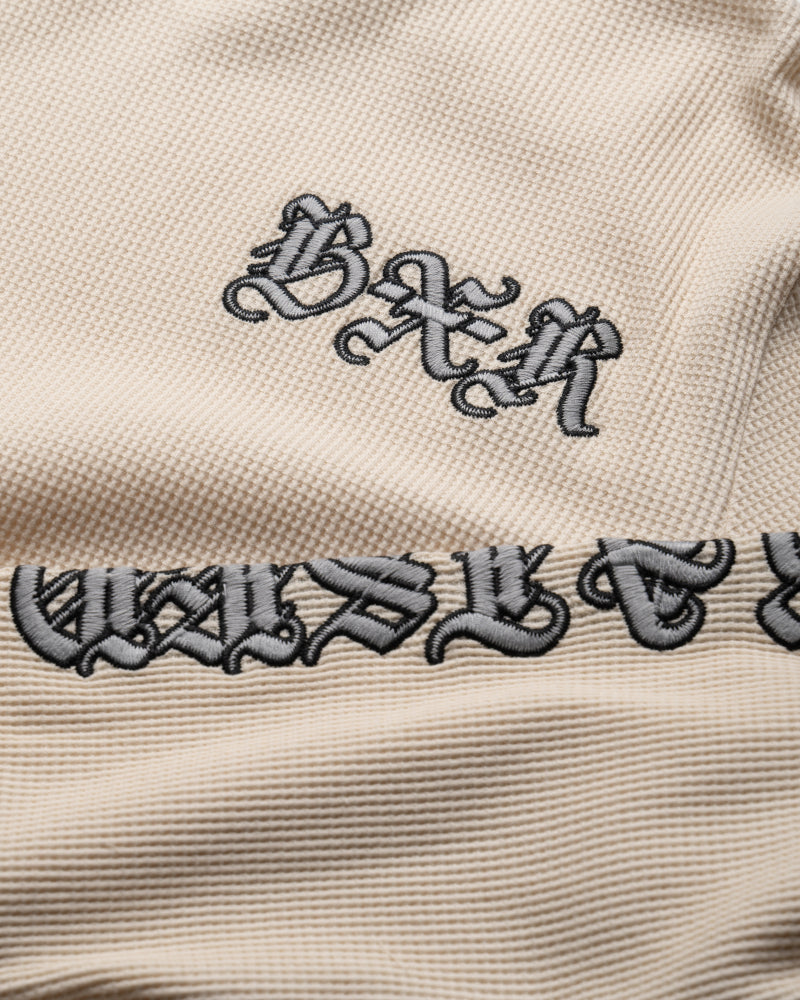 Born x Raised Gothic Embroidered Waffle Thermal - Cream
