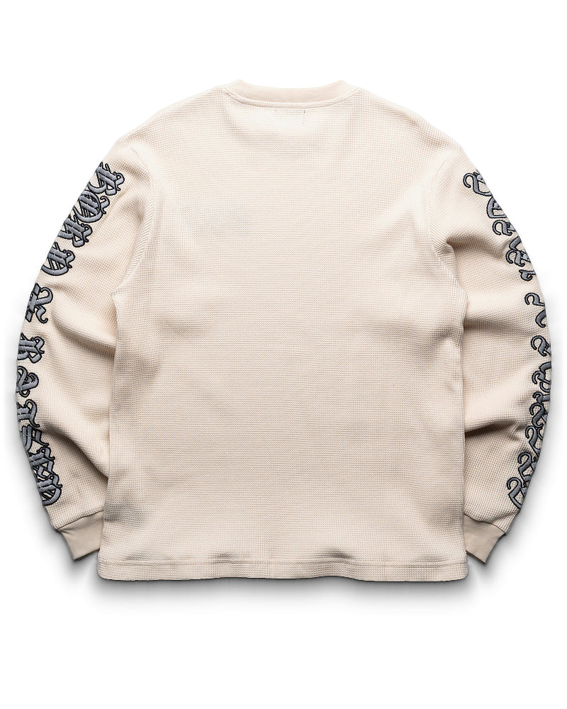 Born x Raised Gothic Embroidered Waffle Thermal - Cream