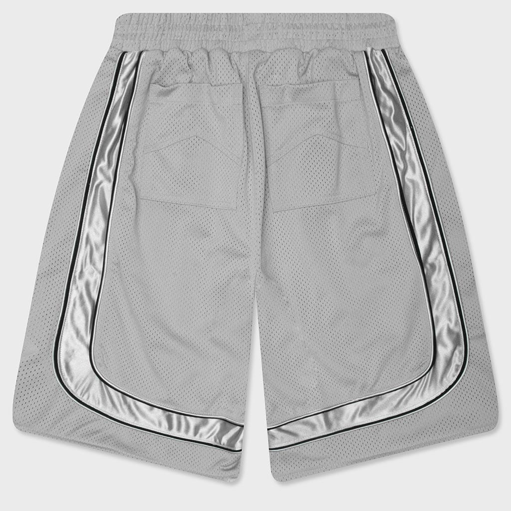 Baggy Mesh Collegiate Logo Shorts - Grey/Silver