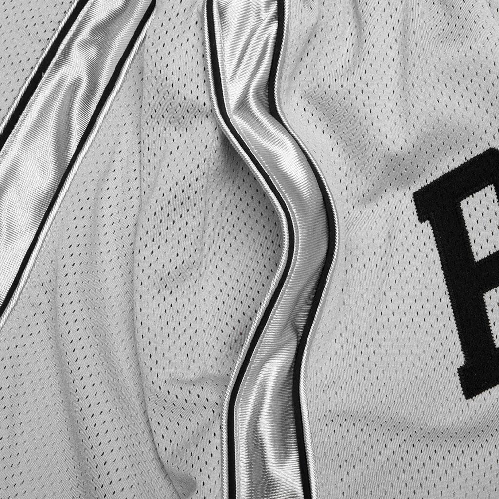 Baggy Mesh Collegiate Logo Shorts - Grey/Silver