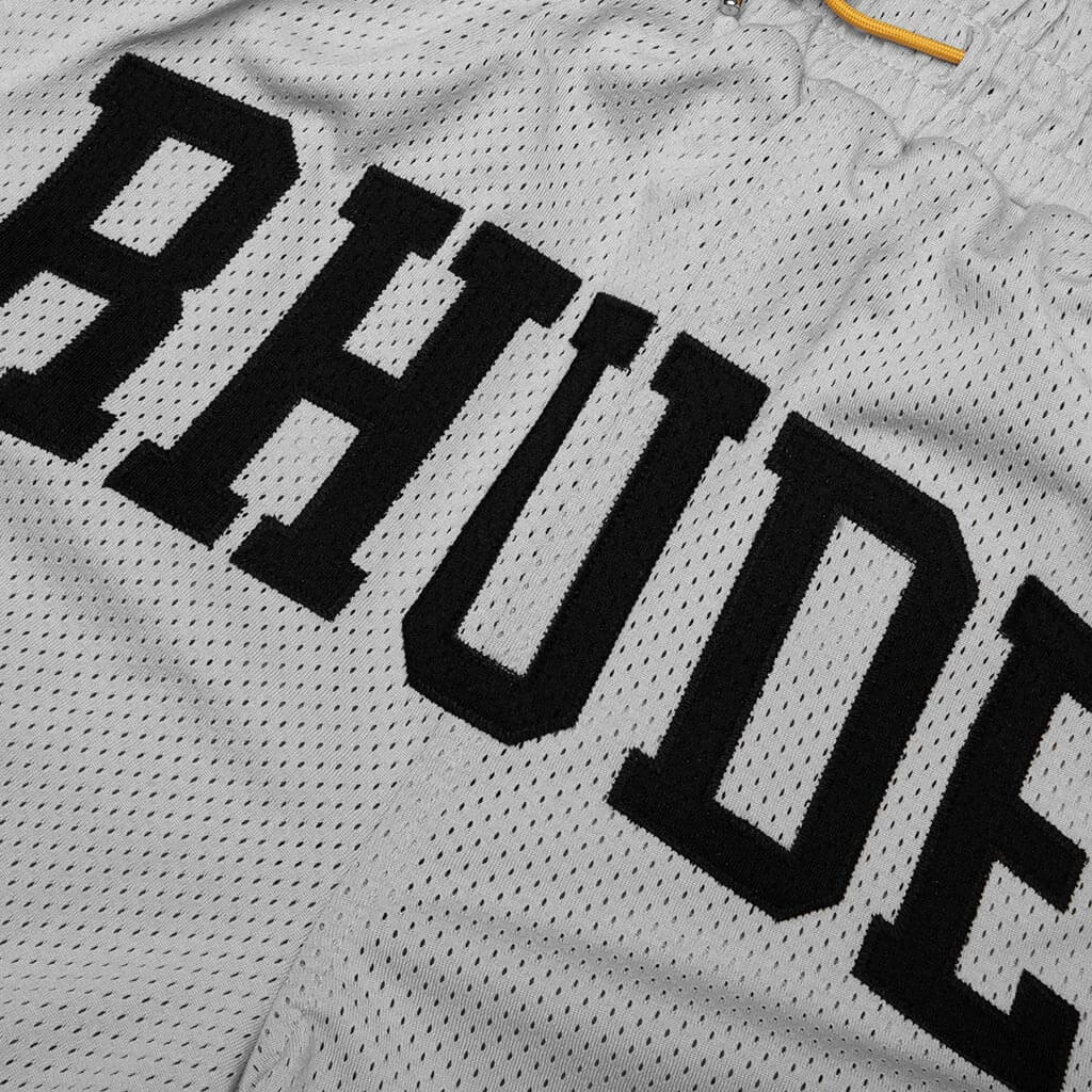 Baggy Mesh Collegiate Logo Shorts - Grey/Silver