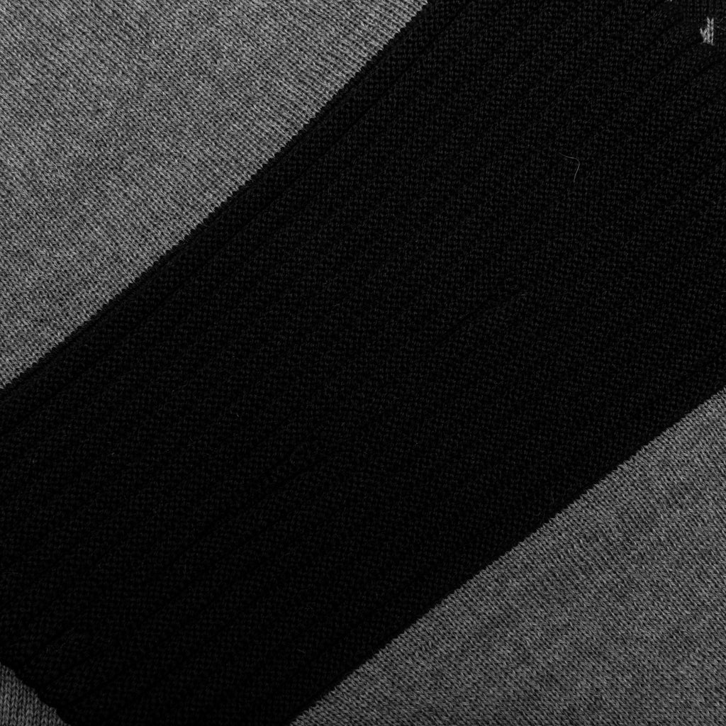 Shoulder Ribbed Knit Sweater - Gris/Noir