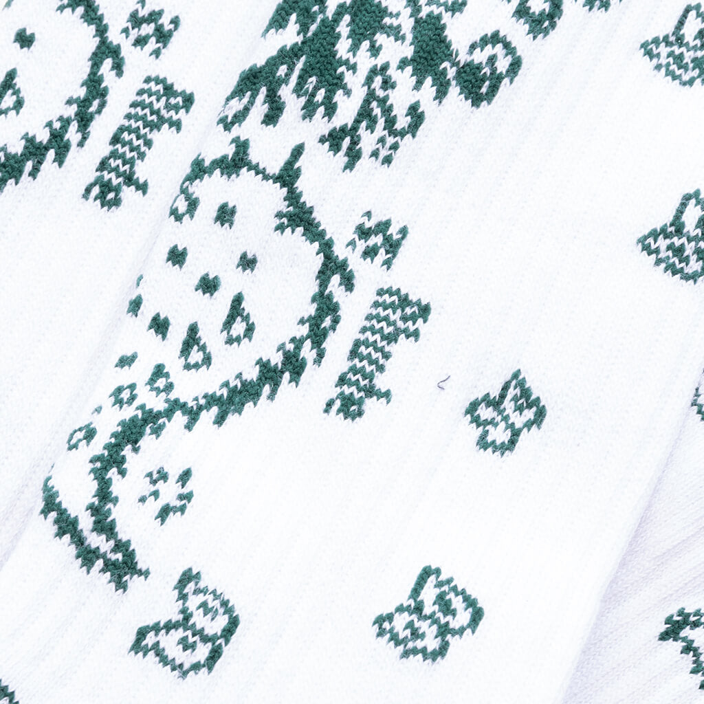 Bandana Sock - White/Green