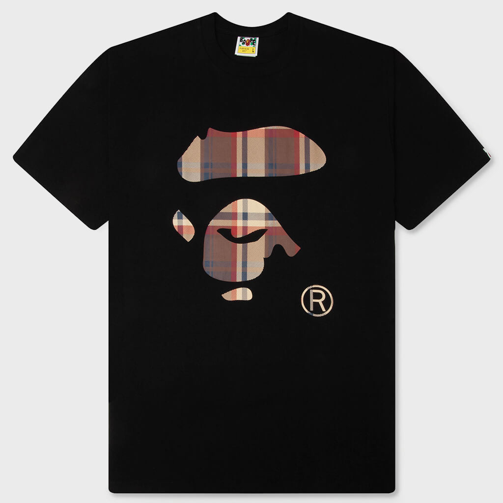 BAPE Check Ape Face Tee - Black/Red