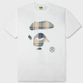 BAPE Check Ape Face Tee - White/Blue