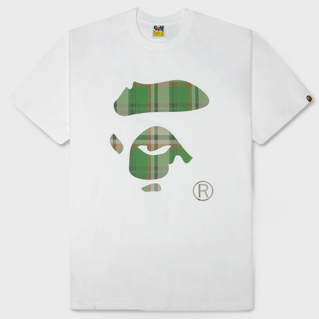 BAPE Check Ape Face Tee - White/Green