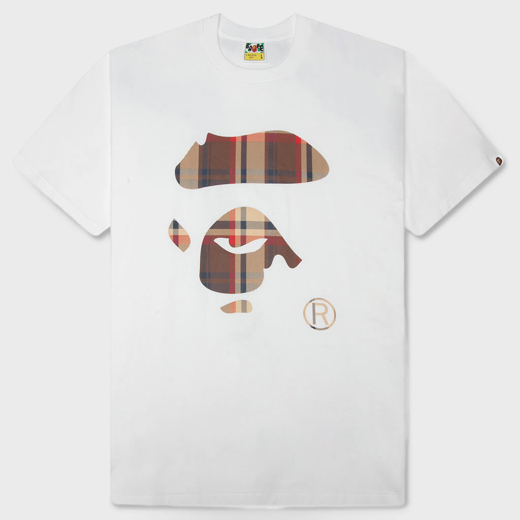 BAPE Check Ape Face Tee - White/Red
