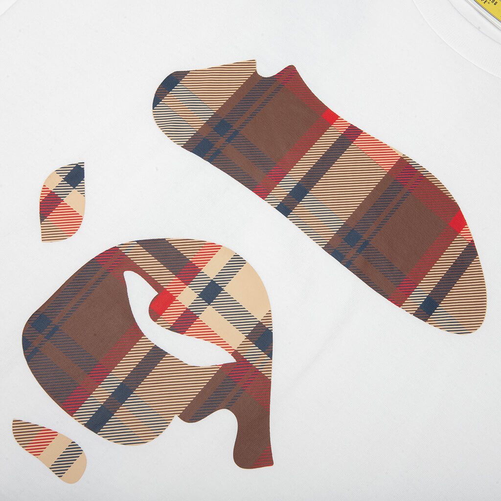 BAPE Check Ape Face Tee - White/Red