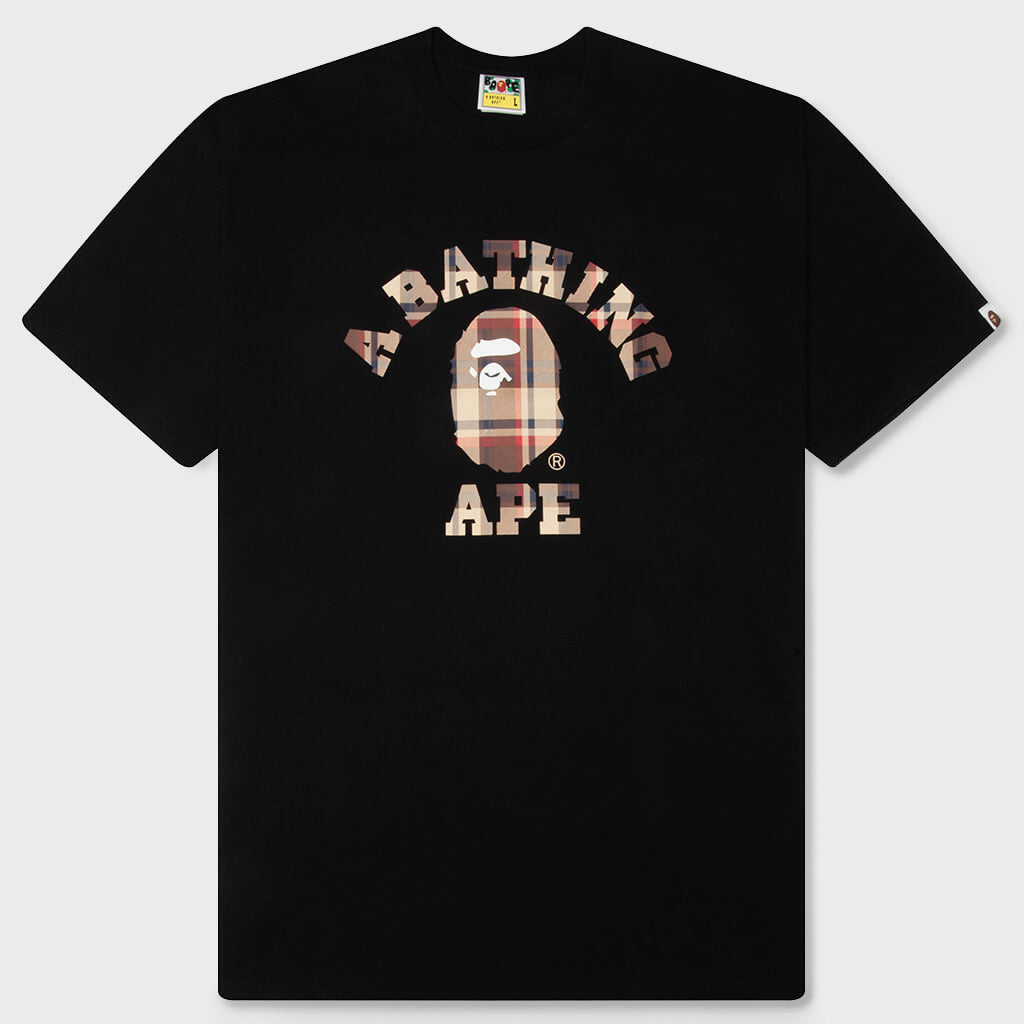 BAPE Check College Tee - Black/Red