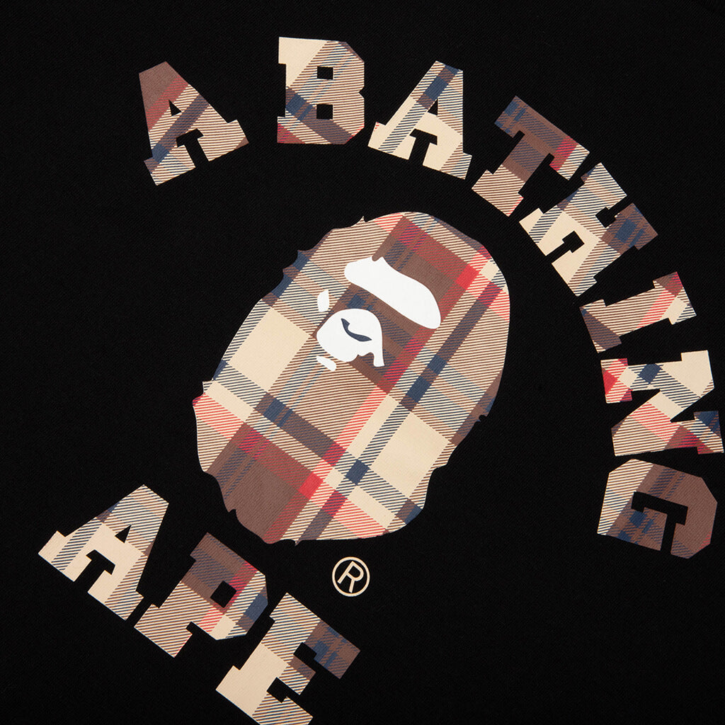 BAPE Check College Tee - Black/Red