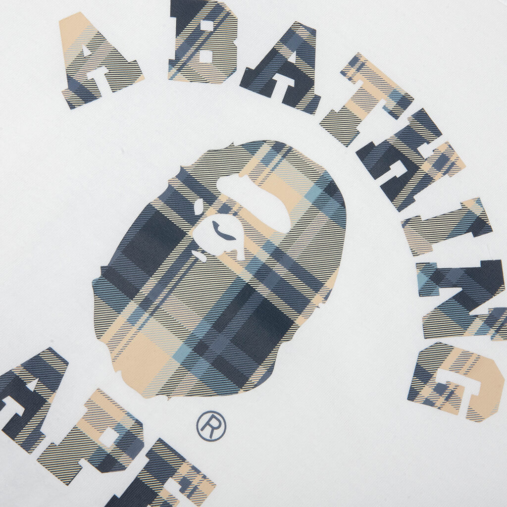 BAPE Check College Tee - White/Blue