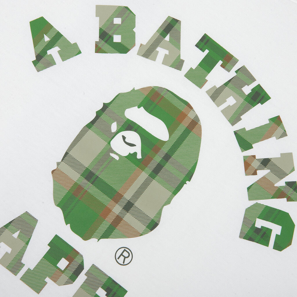 BAPE Check College Tee - White/Green