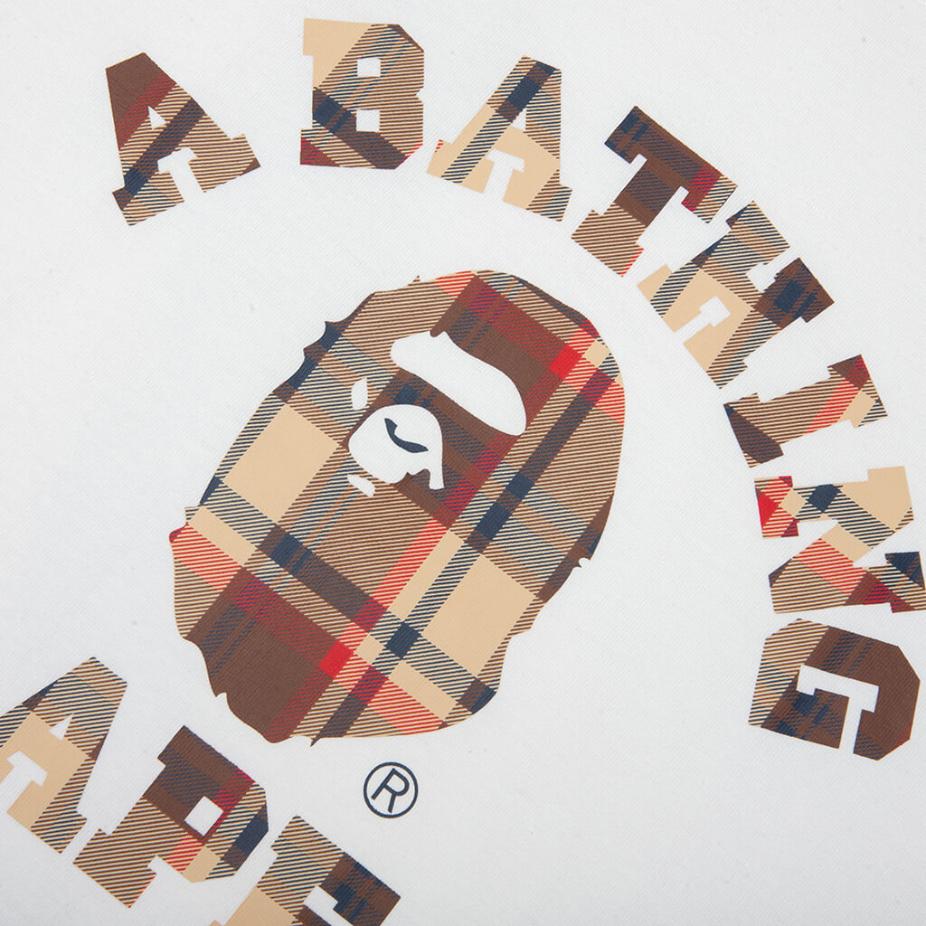 BAPE Check College Tee - White/Red