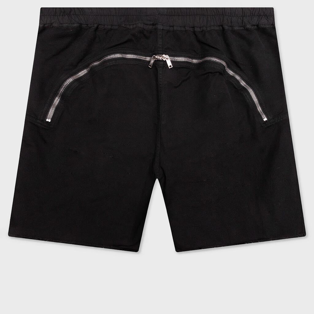 Butt Zipp Long Boxer Shorts - Black