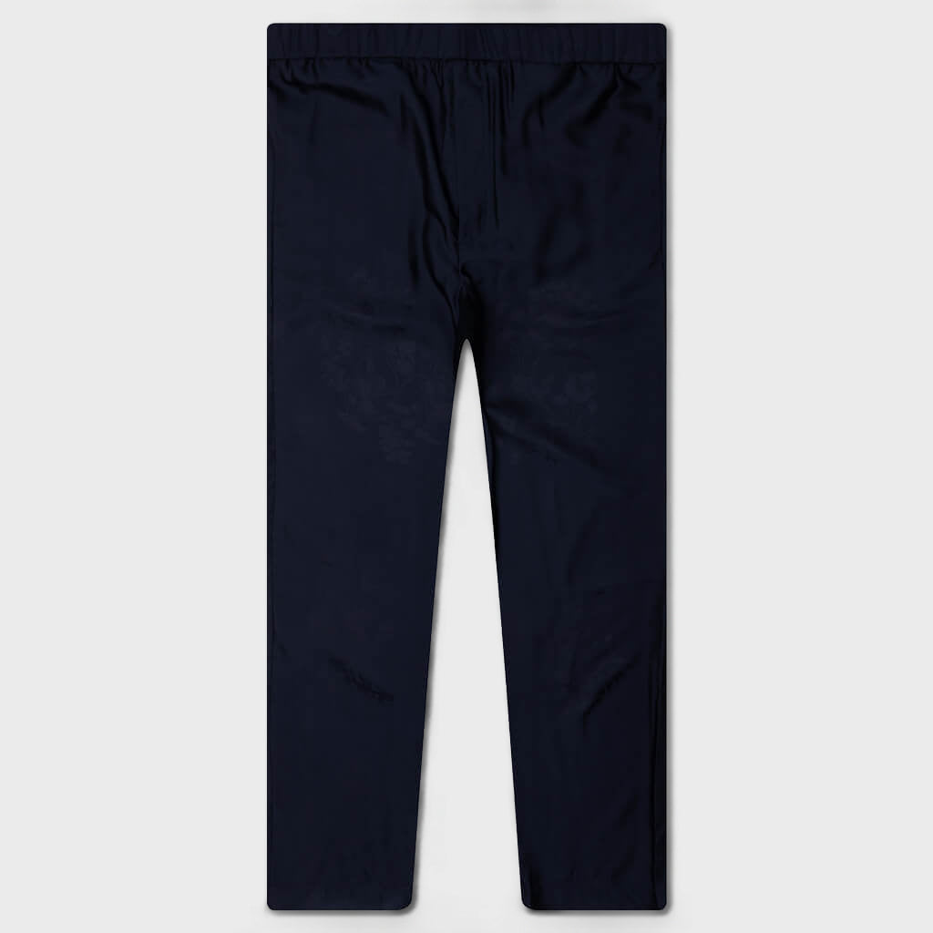 Silk Floral Jacquard Pants - Navy