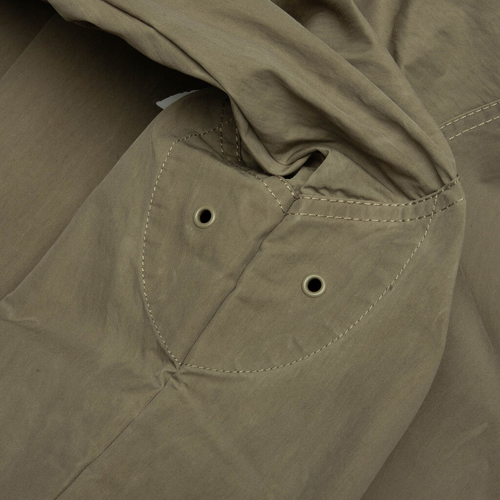 Waxed Cotton Beach Shell Jacket - Olive