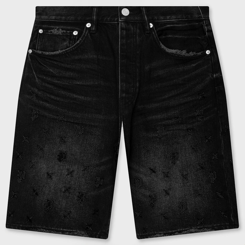 Beaded Monogram Shorts - Black
