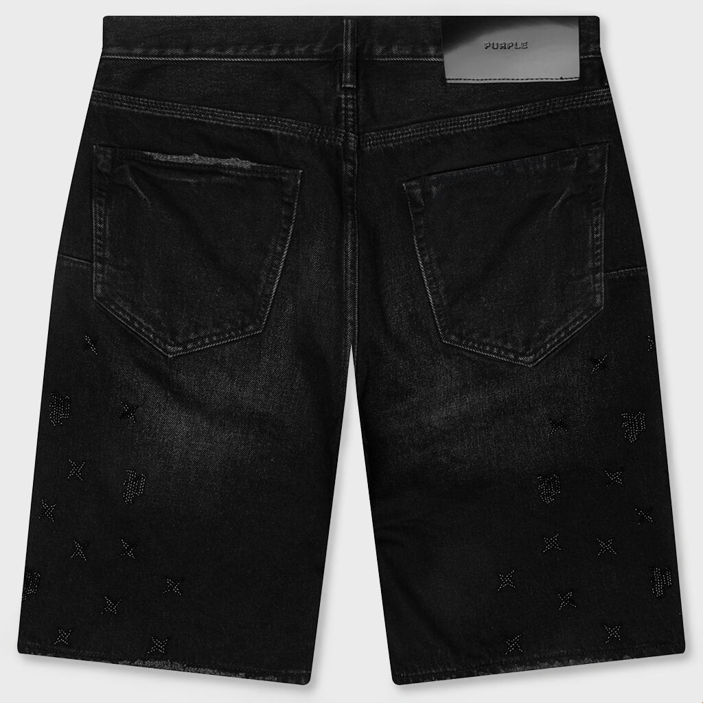 Beaded Monogram Shorts - Black