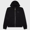 Fleece Zipped Hoodie with Hubert Objects Print- Black
