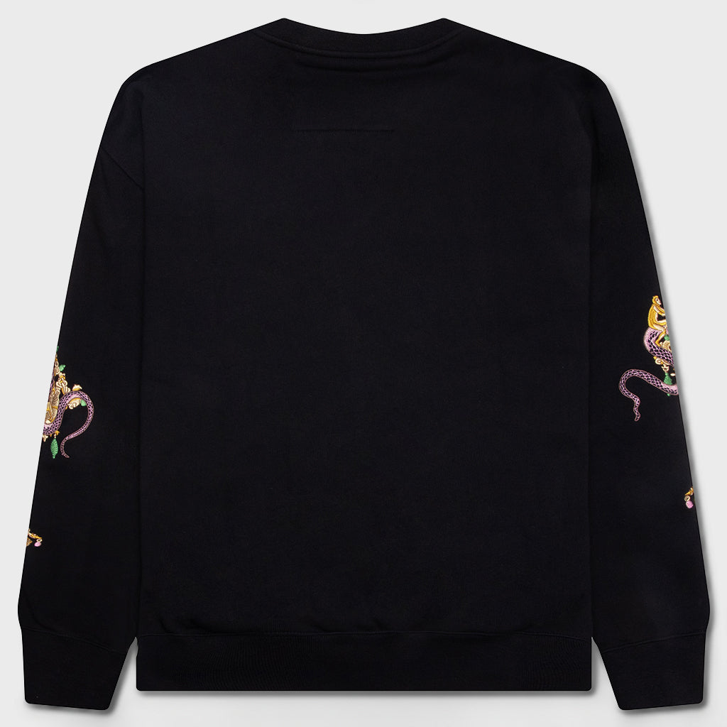 Fleece Sweatshirt with Chandelier and Snake - Black
