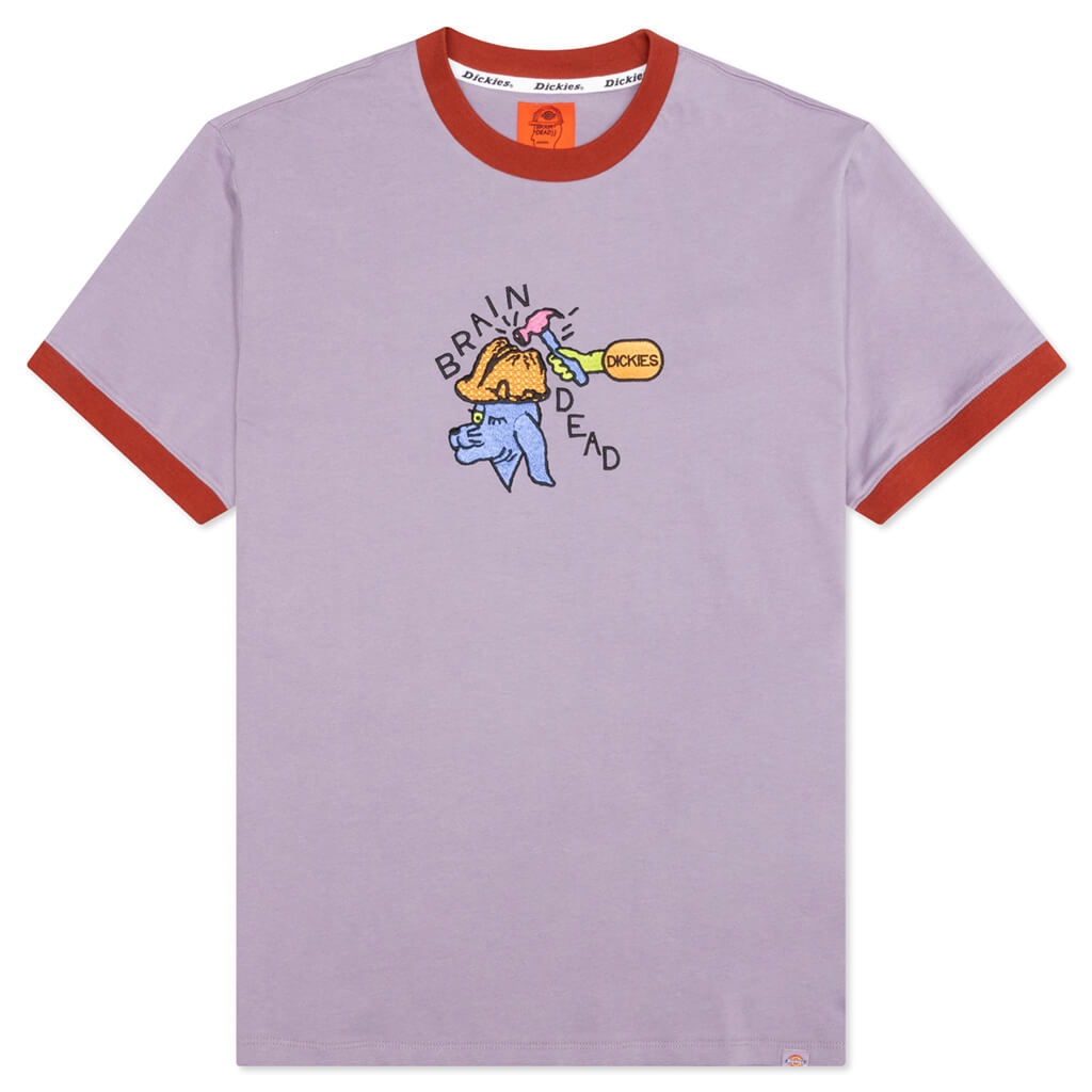 Hard Hat Embroidered Ringer T-Shirt - Purple Ash