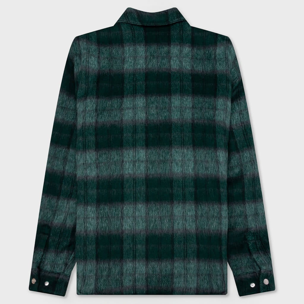 Brushed Plaid Overshirt - Aqua Multi