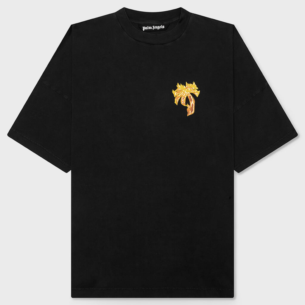 Burning Palm Over Tee - Black/Gold