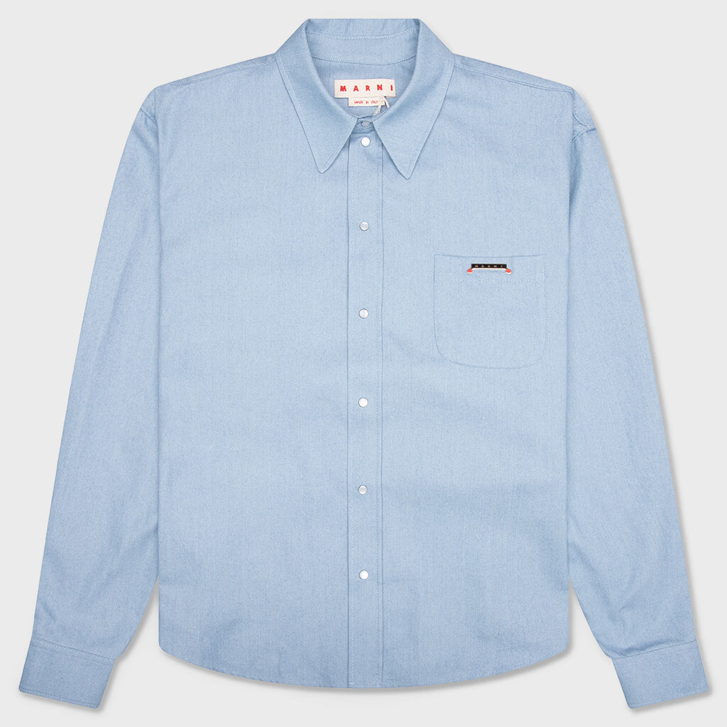 Blue Denim Shirt with Trunakaroo Plaque- Iris Blue