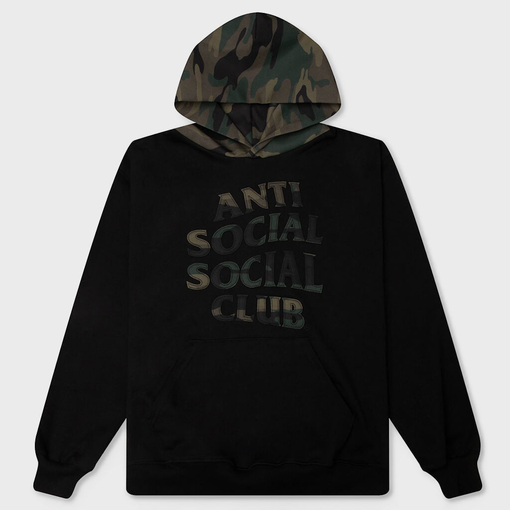 Camo Applique Hoodie - Black/Camo