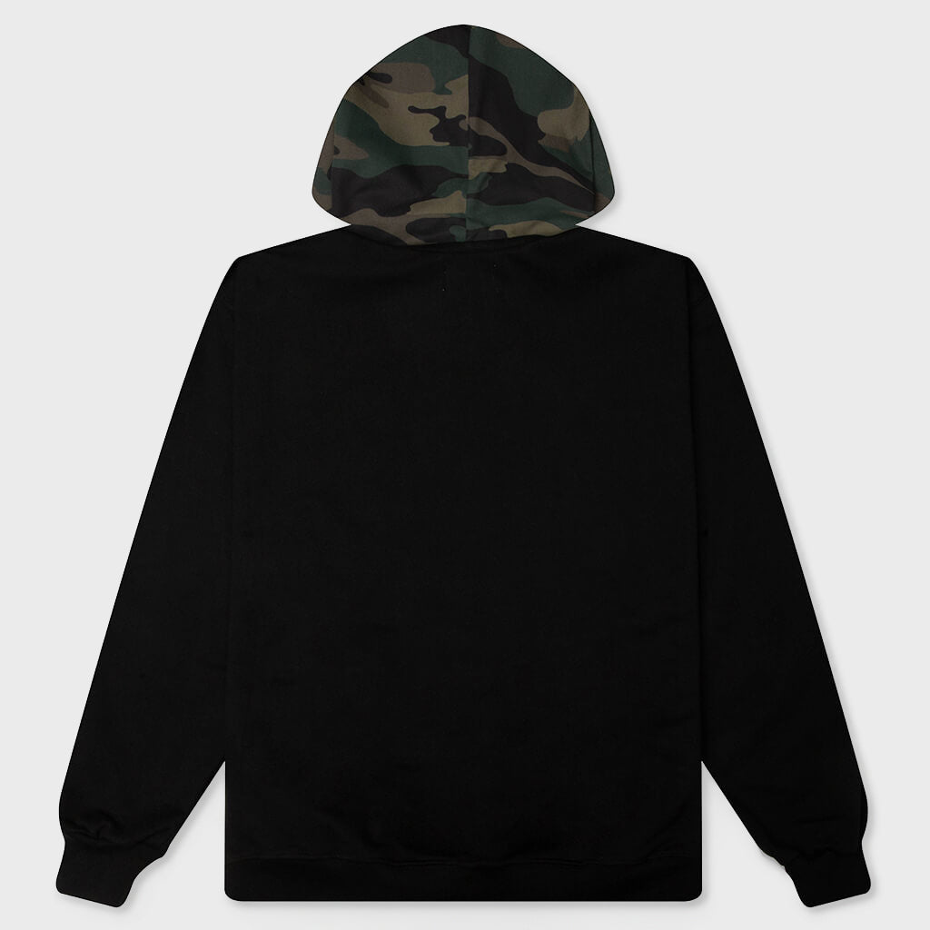 Camo Applique Hoodie - Black/Camo