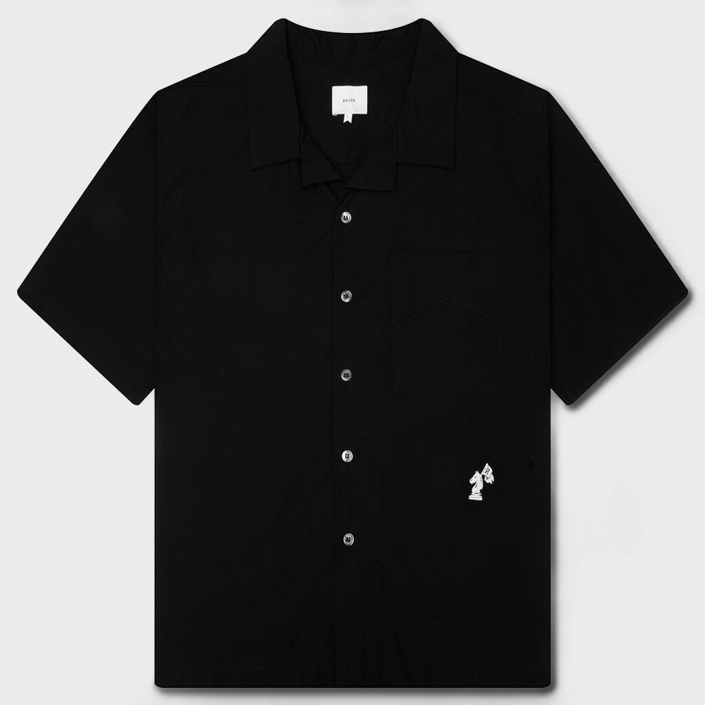 Camp Collar Logo Shirt - Black/White