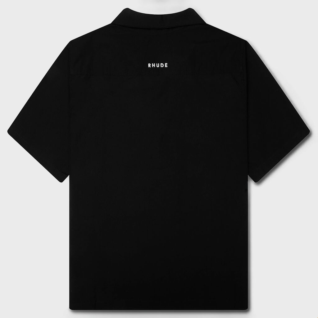 Camp Collar Logo Shirt - Black/White