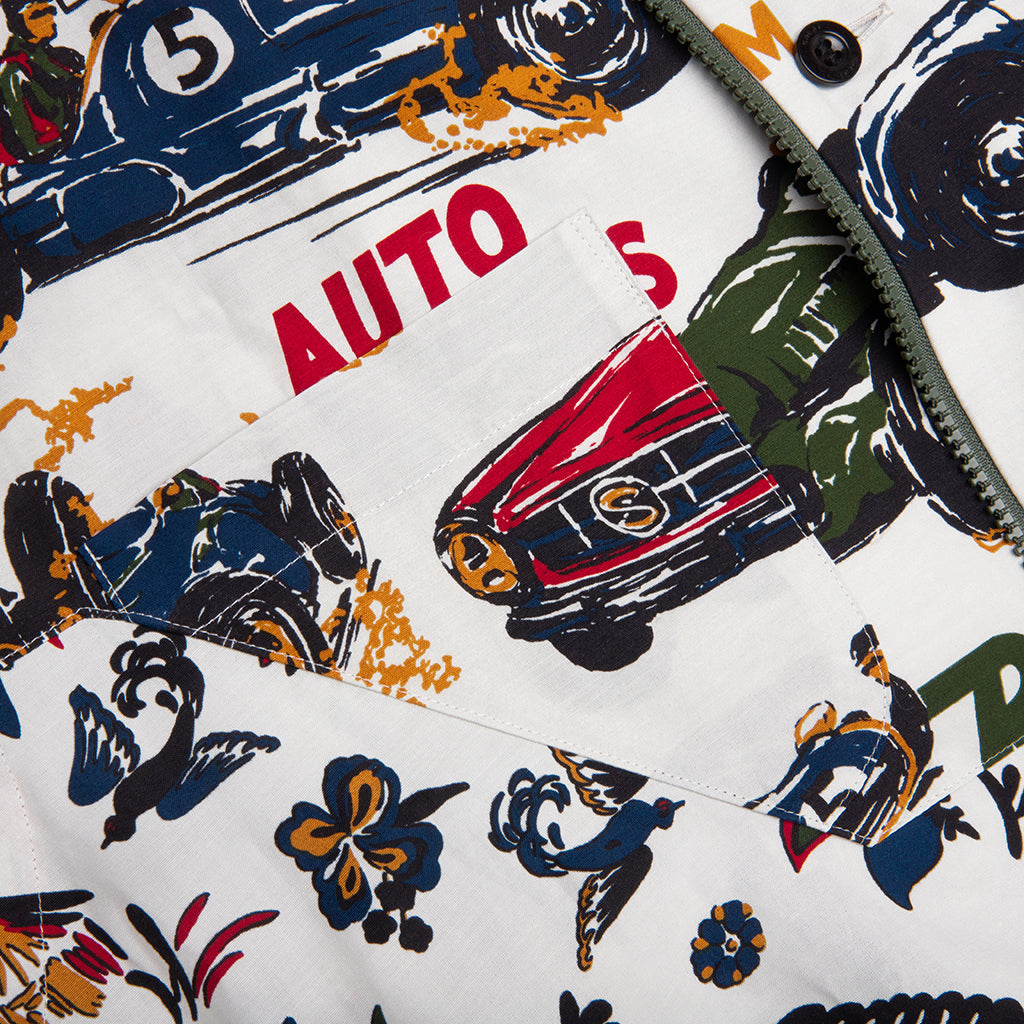 Car Race Tropical Print Shirt - Ivory