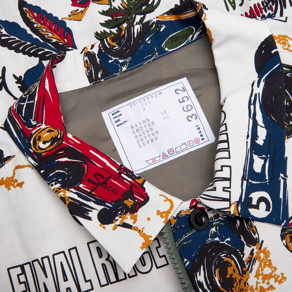 Car Race Tropical Print Shirt - Ivory
