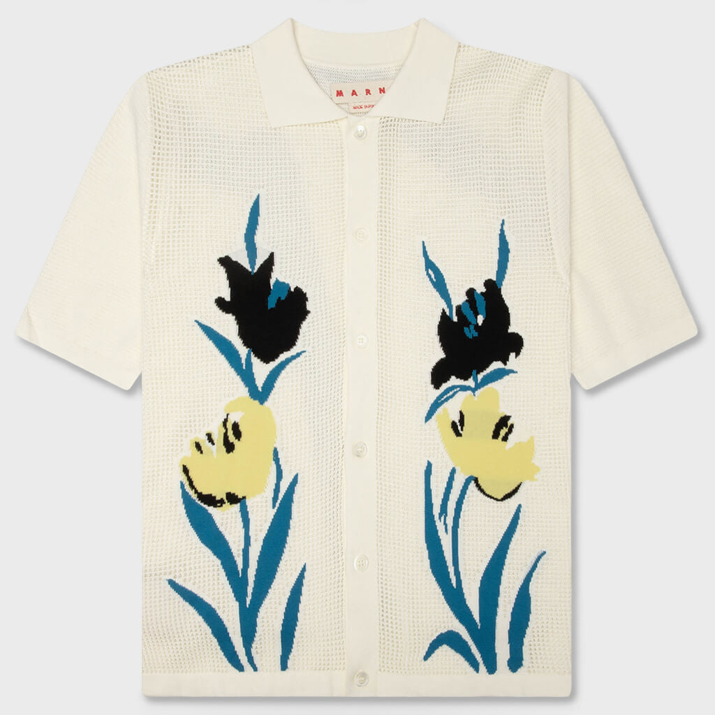 Flower Mesh Cardigan - Alabaster